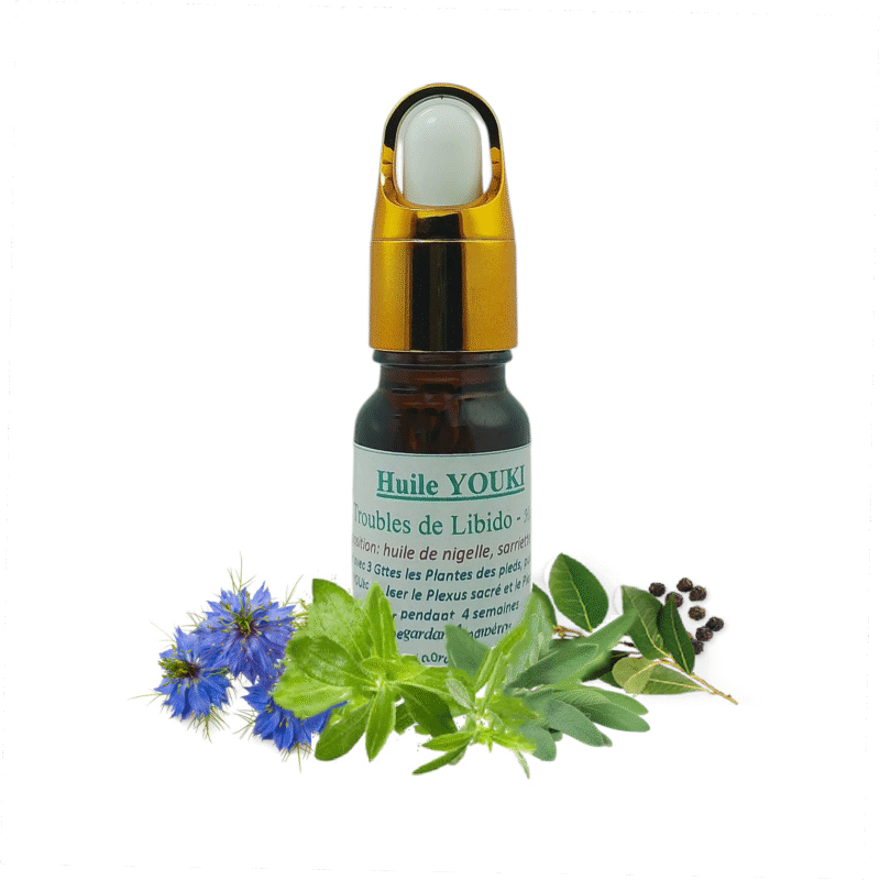 Huile YOUKI Naturelle Stimulante pour Homme – Mélange Puissant de Nigelle, Sarriette, Sauge et Poivre pour Booster la Circulation, Réguler les Hormones et Restaurer la Vitalité Sexuelle.