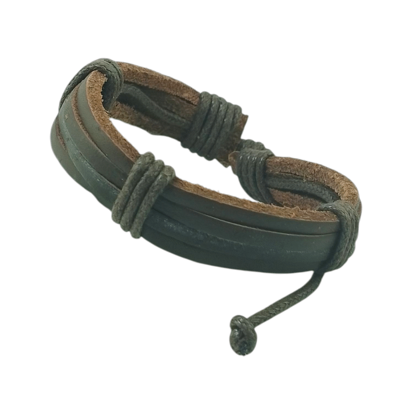 Bracelet en Cuir Artisanal du Sud Algérien – Fait Main, Motifs Berbères Authentiques, Cuir Naturel Tanné au Plantes