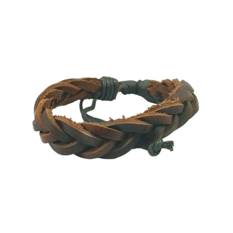 Bracelet en Cuir Artisanal du Sud Algérien – Fait Main, Motifs Berbères Authentiques, Cuir Naturel Tanné au Plantes – Image 2