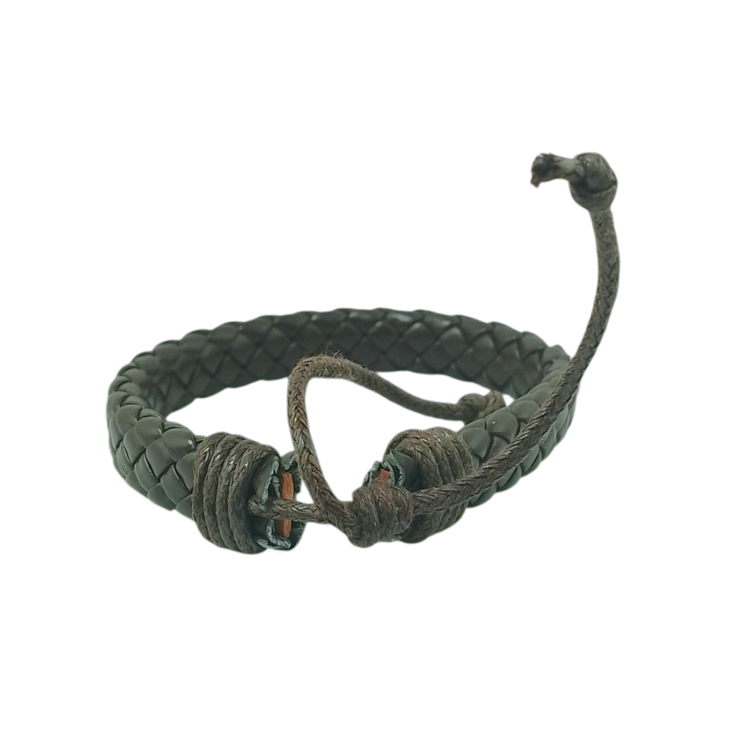 Bracelet en Cuir Artisanal du Sud Algérien – Fait Main, Motifs Berbères Authentiques, Cuir Naturel Tanné au Plantes – Image 2