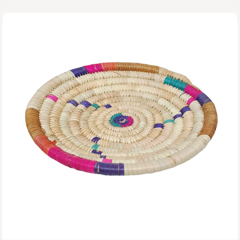 Plat de Présentation Traditionnel "Tizit" de Ghardaïa : Plateau Artisanal en Feuilles de Palmier pour Dattes et Pain – Image 2