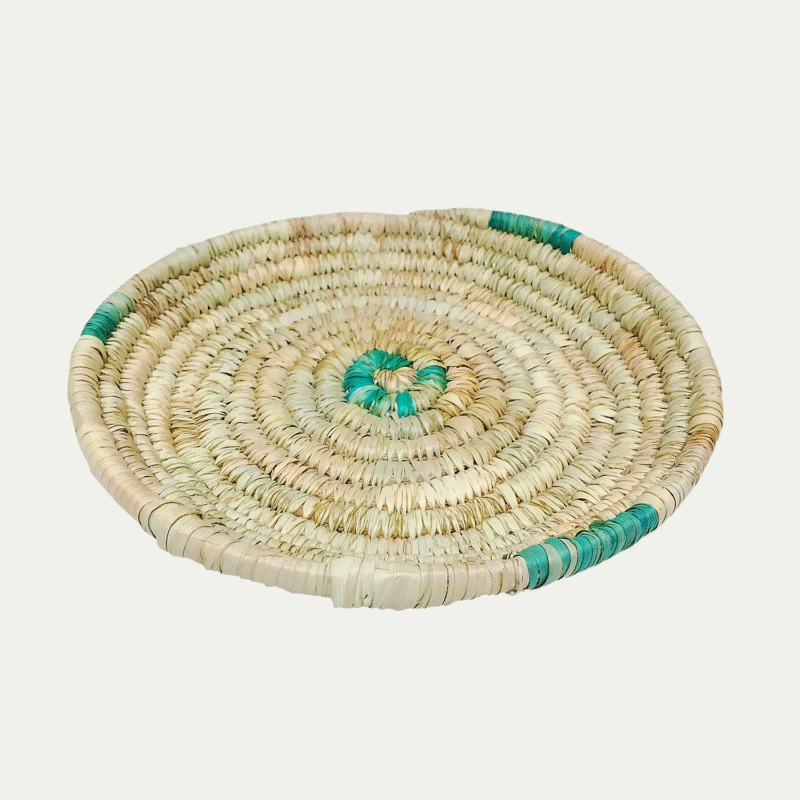 Plat de Présentation Traditionnel "Tizit" de Ghardaïa : Plateau Artisanal en Feuilles de Palmier pour Dattes et Pain – Image 2