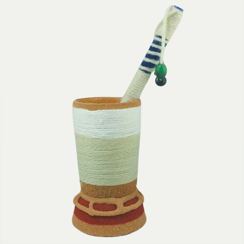 Porte-Stylo Artisanal en Argile de Ghardaïa : Authenticité Berbère et Savoir-faire Ancestral pour un Bureau Inspirant – Image 2