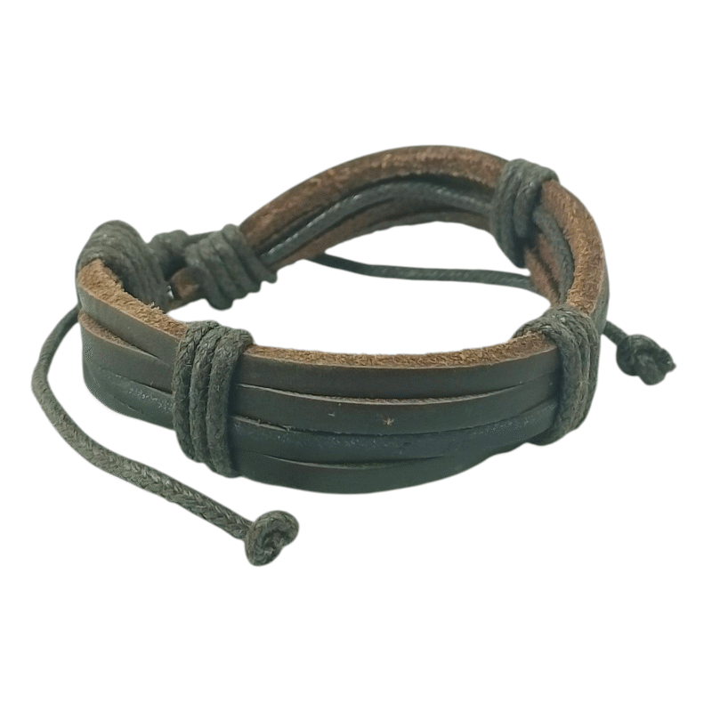 Bracelet en Cuir Artisanal du Sud Algérien – Fait Main, Motifs Berbères Authentiques, Cuir Naturel Tanné au Plantes – Image 2
