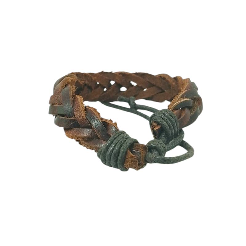 Bracelet en Cuir Artisanal du Sud Algérien – Fait Main, Motifs Berbères Authentiques, Cuir Naturel Tanné au Plantes – Image 3