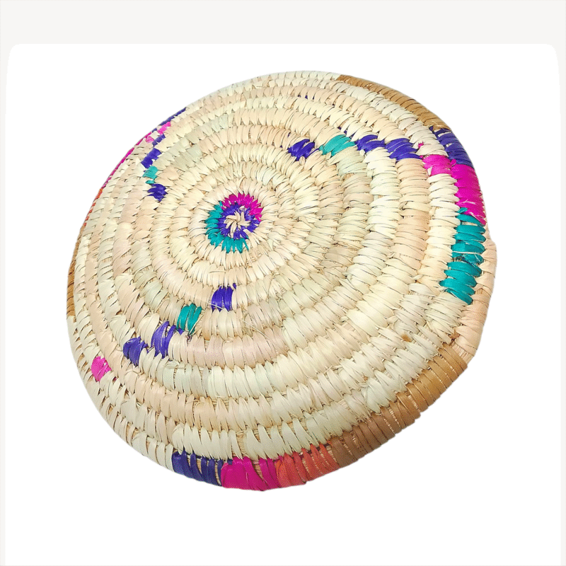 Plat de Présentation Traditionnel "Tizit" de Ghardaïa : Plateau Artisanal en Feuilles de Palmier pour Dattes et Pain – Image 3