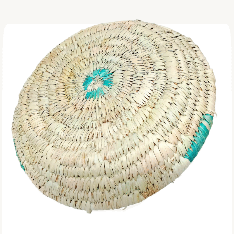 Plat de Présentation Traditionnel "Tizit" de Ghardaïa : Plateau Artisanal en Feuilles de Palmier pour Dattes et Pain – Image 3