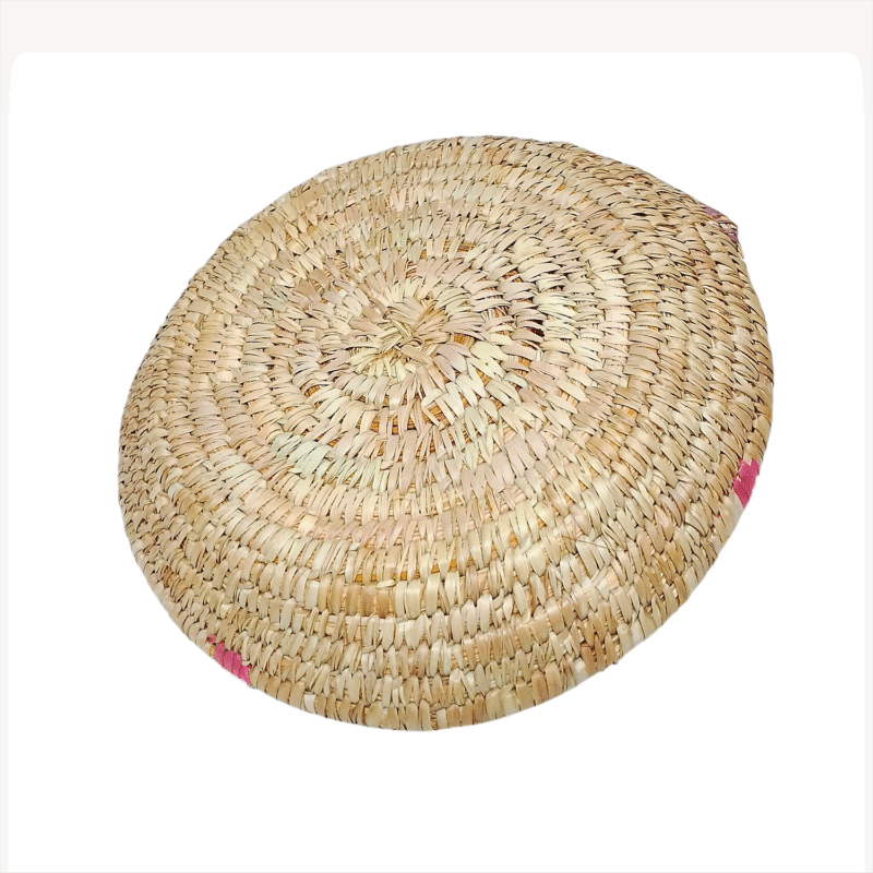 Plat de Présentation Traditionnel "Tizit" de Ghardaïa : Plateau Artisanal en Feuilles de Palmier pour Dattes et Pain – Image 3