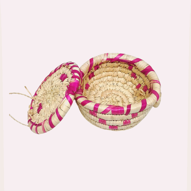 Coffret à Bonbons Traditionnelle "Tizit" de Ghardaïa : Un Trésor Artisanal en Feuilles de Palmier avec Couvercle – Image 3