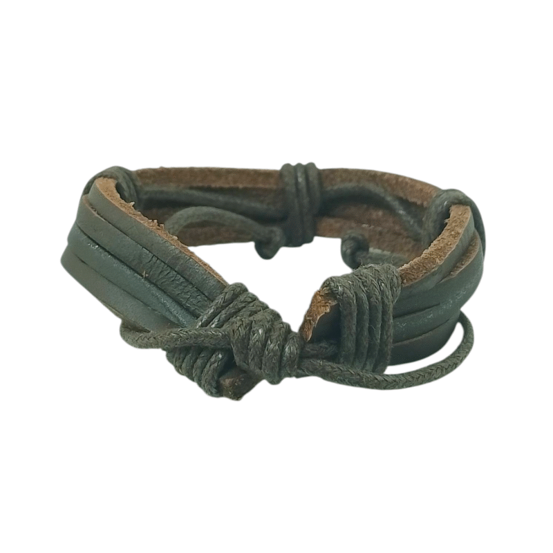 Bracelet en Cuir Artisanal du Sud Algérien – Fait Main, Motifs Berbères Authentiques, Cuir Naturel Tanné au Plantes – Image 3
