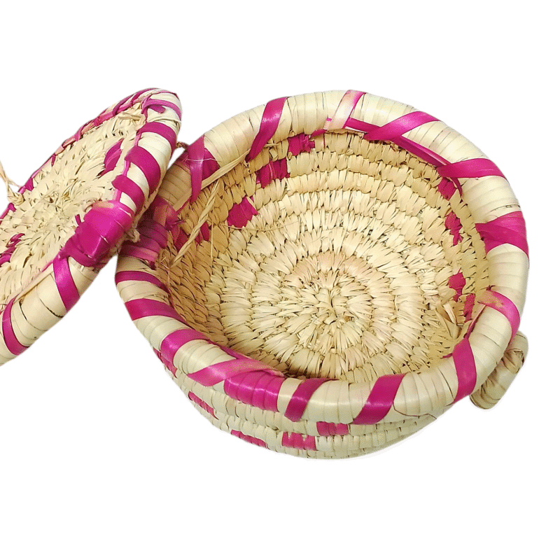 Coffret à Bonbons Traditionnelle "Tizit" de Ghardaïa : Un Trésor Artisanal en Feuilles de Palmier avec Couvercle – Image 4