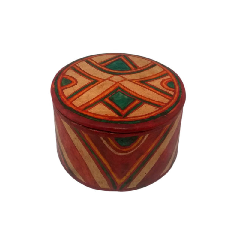 Boîte de Bijoux Cylindrique en Cuir Dessiné (r x h) 11 x 7 (cm) – Image 3
