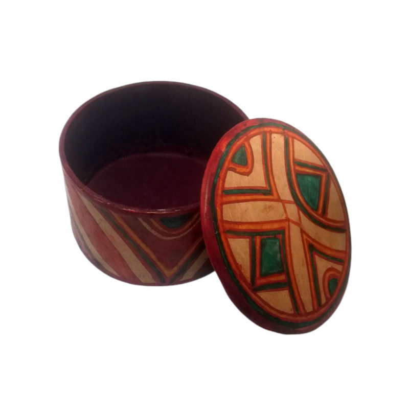 Boîte de Bijoux Cylindrique en Cuir Dessiné (r x h) 11 x 7 (cm)
