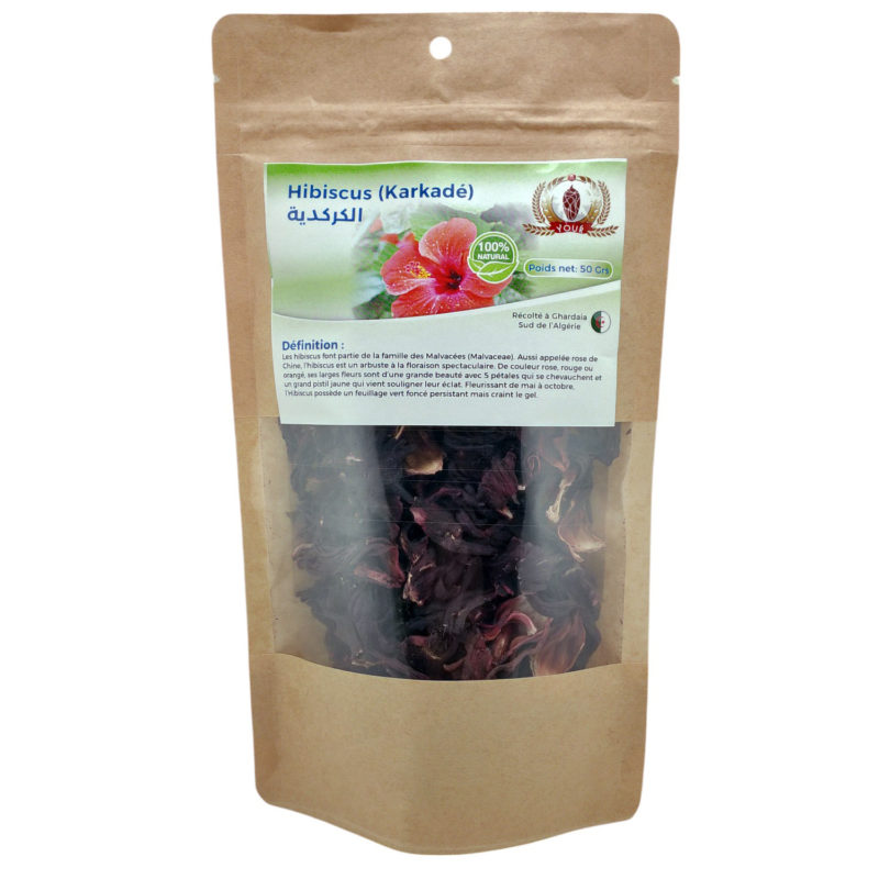 Tisane Hibiscus (Karkadé) Récolté au Sud de l'Algérie - Sèche Sac 50 Gr – Image 2