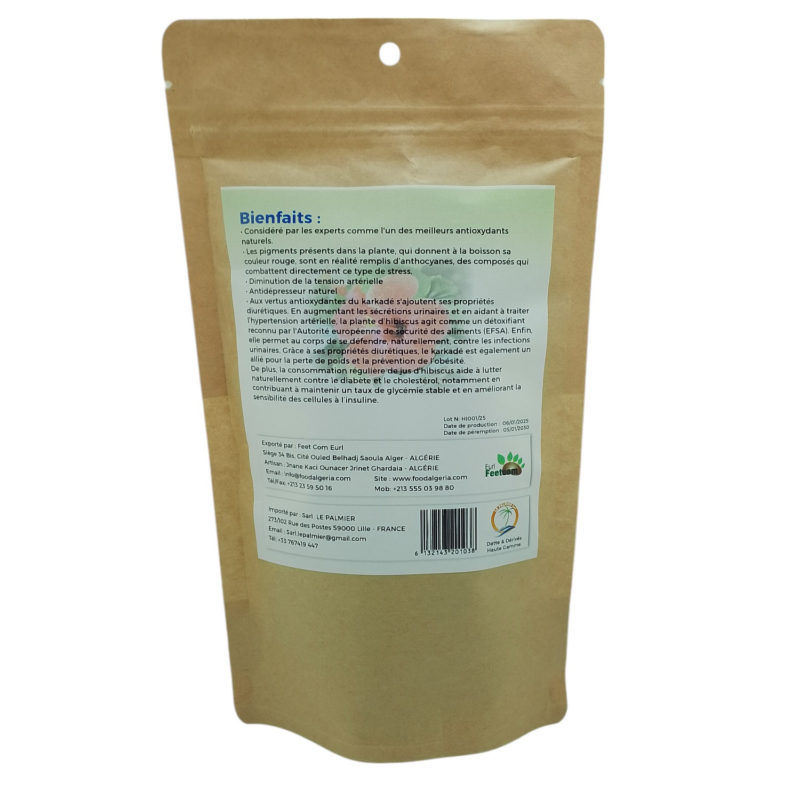 Tisane Hibiscus (Karkadé) Récolté au Sud de l'Algérie - Sèche Sac 50 Gr – Image 3
