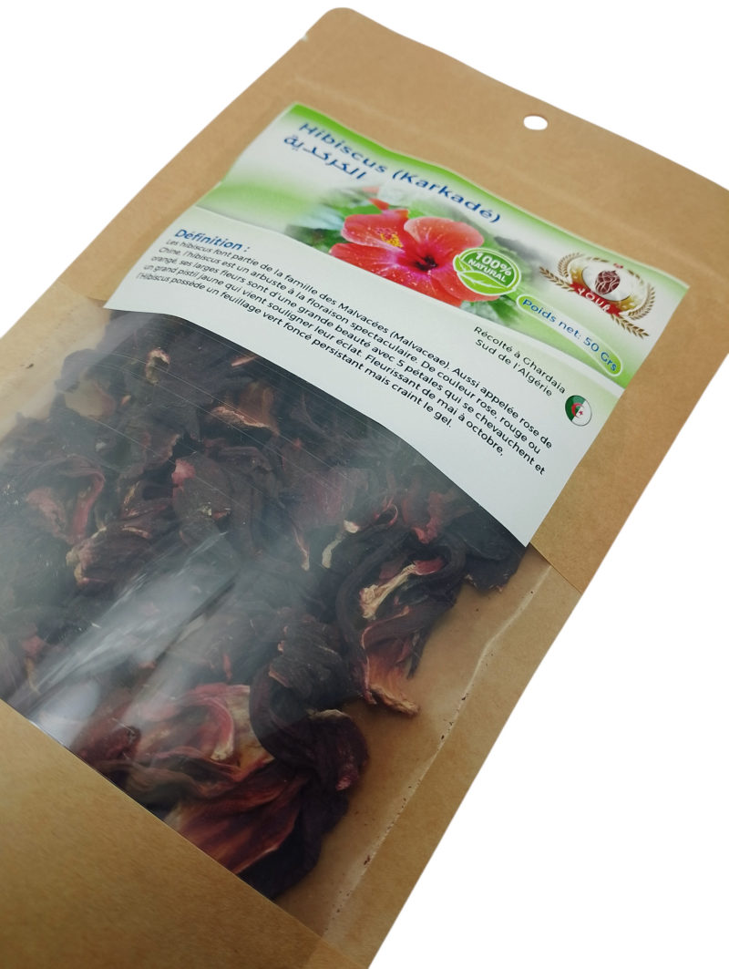 Tisane Hibiscus (Karkadé) Récolté au Sud de l'Algérie - Sèche Sac 50 Gr – Image 4