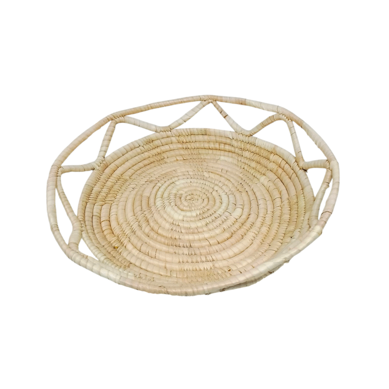 Plat de Présentation Traditionnel "Tizit" de Ghardaïa : Plateau Artisanal en Feuilles de Palmier pour Dattes et Pain – Image 2