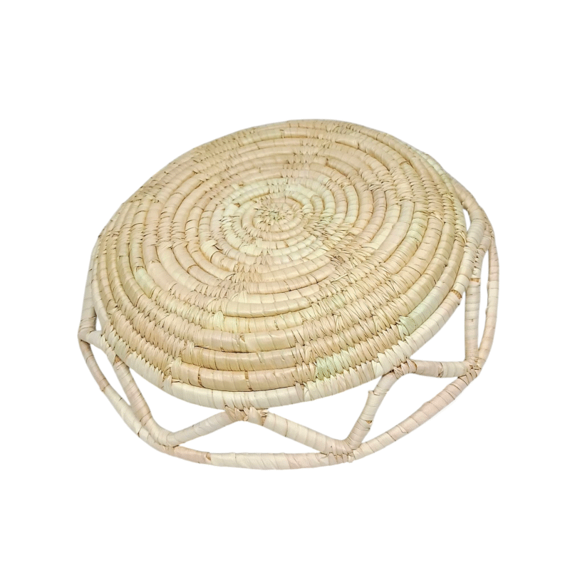 Plat de Présentation Traditionnel "Tizit" de Ghardaïa : Plateau Artisanal en Feuilles de Palmier pour Dattes et Pain – Image 3