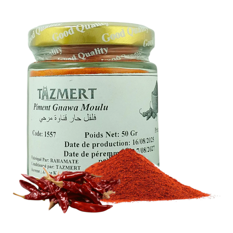 Poudre Piment de Gnawa naturelle et sans aucun additifs pot de 50 Gr