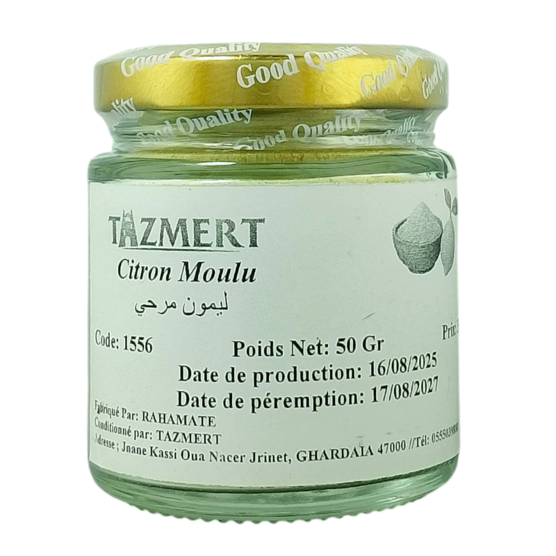 Poudre de Citron séché naturelle sans aucun additif pot de 50 Gr – Image 2